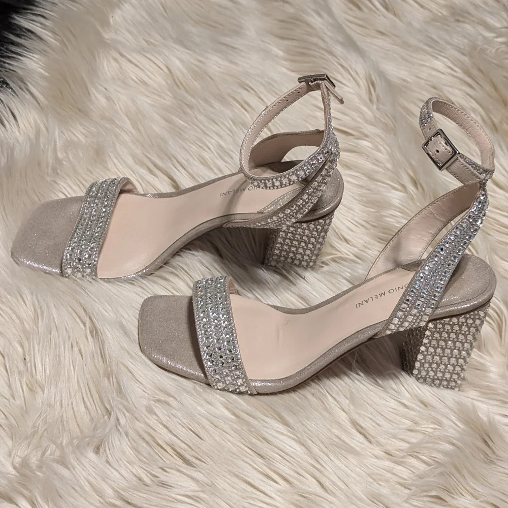 Antonio Melanie Marryanna embellished rhinestone ankle strap heels / sandals 7M - Picture 1 of 6